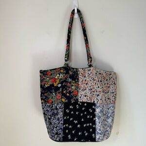 Orvis Patchwork Tote Bag double strap and snaps to close as bucket or tote bag